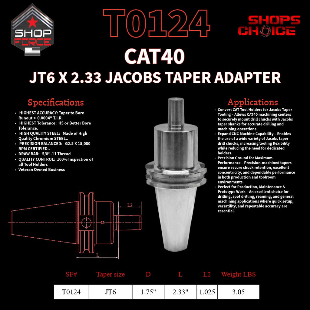 CAT40 JT6 X 2.33 JACOBS TAPER HOLDER