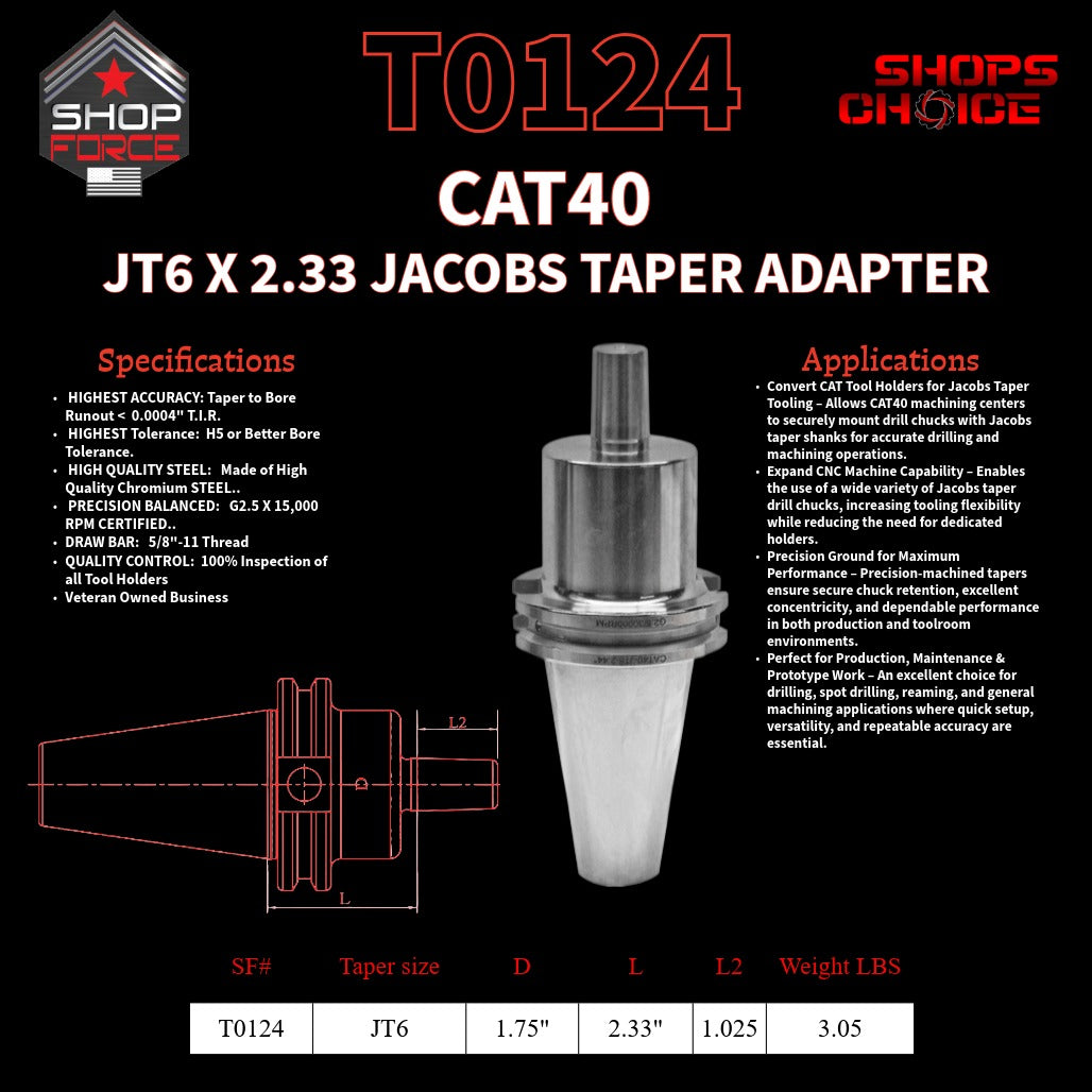 CAT40 JT6 X 2.33 JACOBS TAPER HOLDER