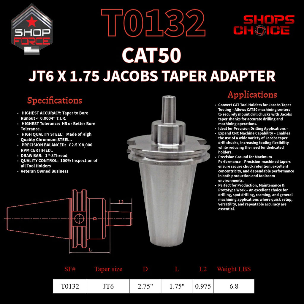 CAT50 JT6 X 1.75 JACOBS TAPER HOLDER