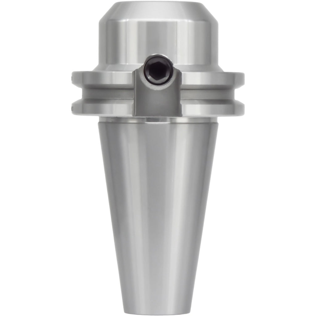 End mill holders catalog by Shop Force, featuring high-precision taper-to-taper runout less than 0.0002 inches, balanced G2.5 at 30,000 RPM, and made of high-quality chrome alloy steel for durability and accuracy.