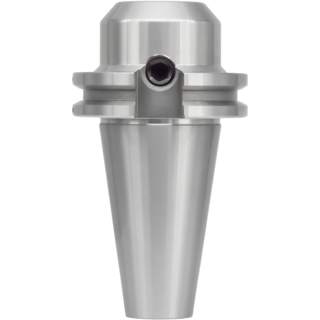 End mill holders catalog by Shop Force, featuring high-precision taper-to-taper runout less than 0.0002 inches, balanced G2.5 at 30,000 RPM, and made of high-quality chrome alloy steel for durability and accuracy.