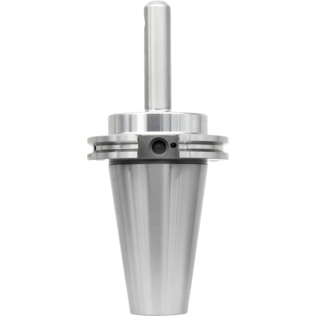 End mill holder CAT50 for milling machines with high precision, balanced G2.5 at 25,000 RPM, hardened to HRC 58-62, made of chrome alloy steel, featuring taper-to-taper runout under 0.0002"; ideal for CNC machining.