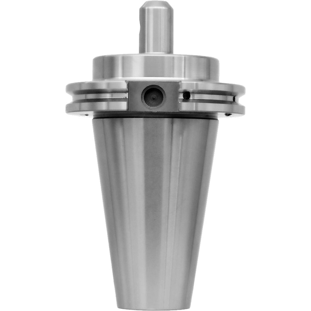 End mill holder CAT50 for milling machines with high precision, balanced G2.5 at 25,000 RPM, hardened to HRC 58-62, made of chrome alloy steel, featuring taper-to-taper runout under 0.0002"; ideal for CNC machining.