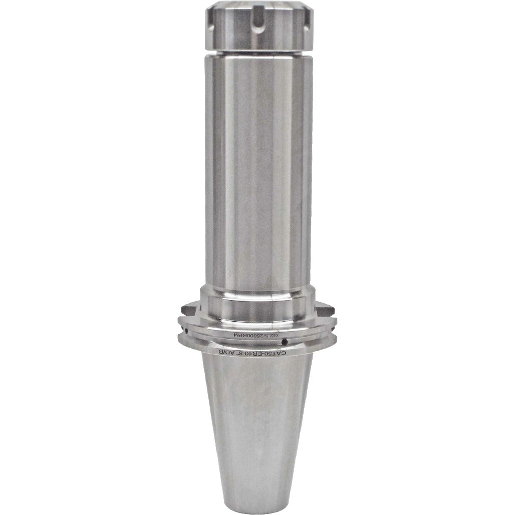 ER Collet Chucks for CNC Machines, CAT50, High Precision, Durable Steel, Taper-To-Fit, Balanced G2.5/25, Hardened for 58-62 HRC, Ideal for Accurate Spindle Tool Holding in CNC Machining Centers.