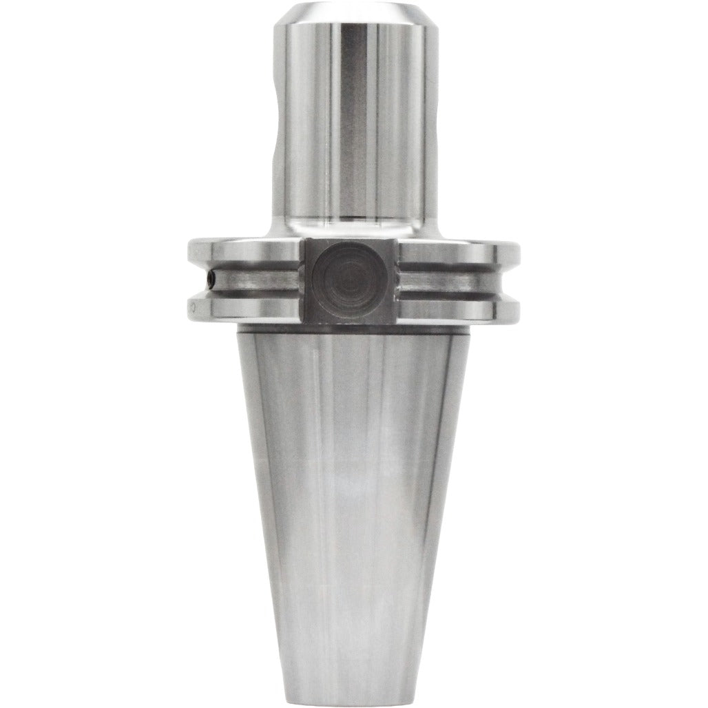 7/16" end mill holder with tapered design, balanced G2.5 at 30,000 RPM, hardened steel, precise AT3 accuracy, and high-quality chrome alloy steel construction for optimal machining performance.