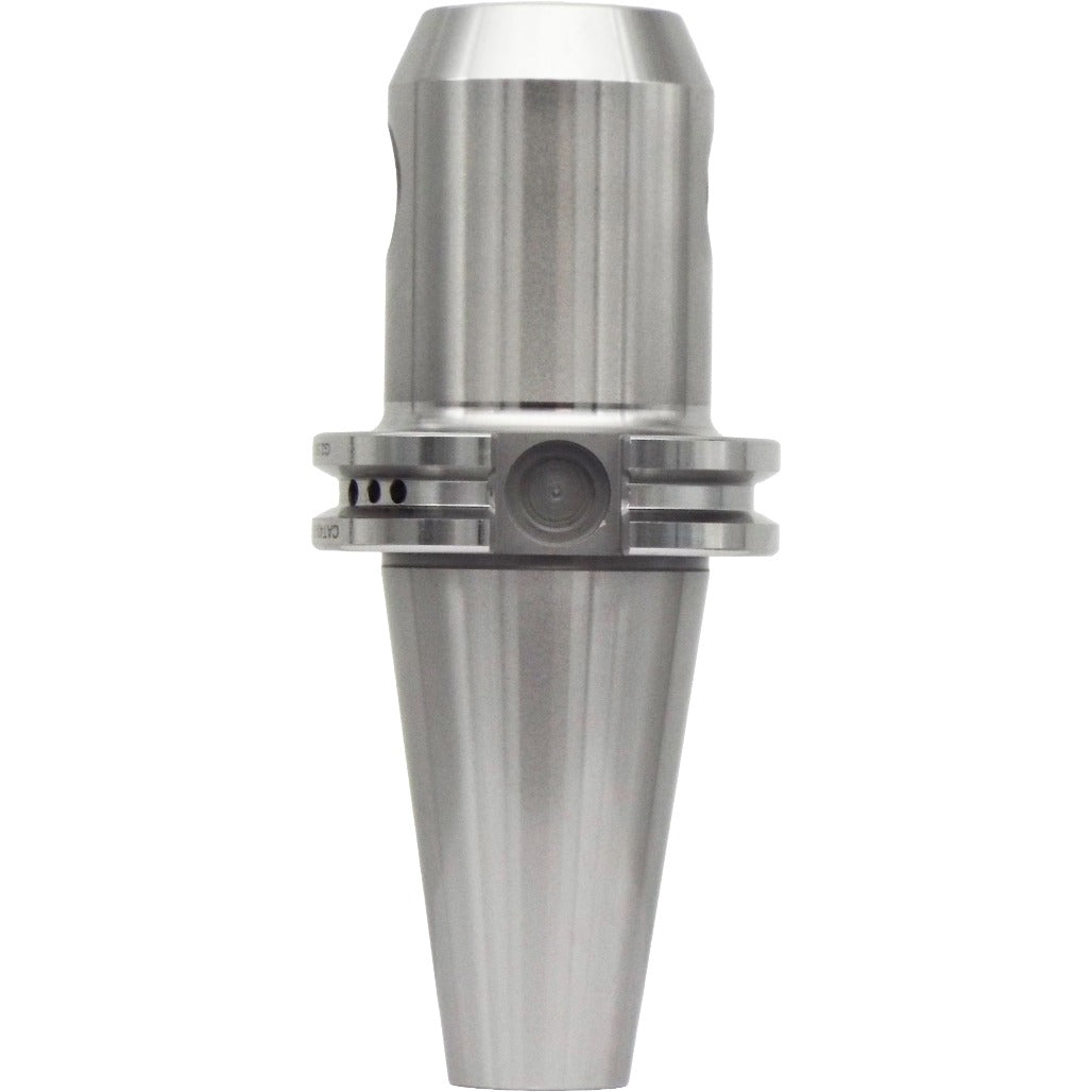 End mill holders catalog by Shop Force, featuring high-precision taper-to-taper runout less than 0.0002 inches, balanced G2.5 at 30,000 RPM, and made of high-quality chrome alloy steel for durability and accuracy.