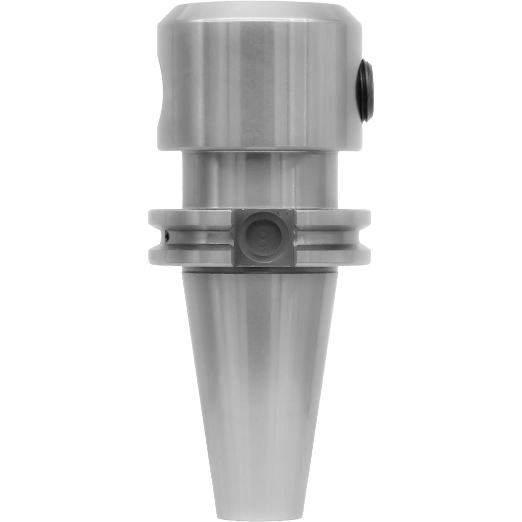 End Mill Holders Catalog with features such as tapered runout, balanced G2.5 at 30,000 RPM, hardened steel construction, and compatibility with AT3 accuracy, ideal for precise machining applications.