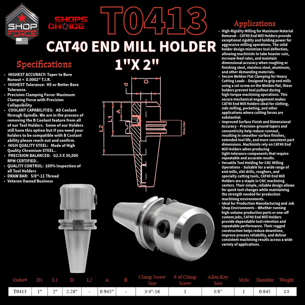 1. close-up image of end mill holders with detailed specifications and diagrams, showcasing high-quality industrial tools for machining and manufacturing.