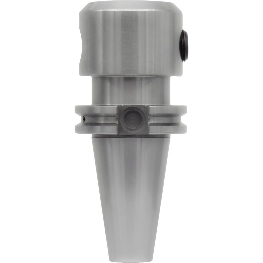 End Mill Holders Catalog with features such as tapered runout, balanced G2.5 at 30,000 RPM, hardened steel construction, and compatibility with AT3 accuracy, ideal for precise machining applications.