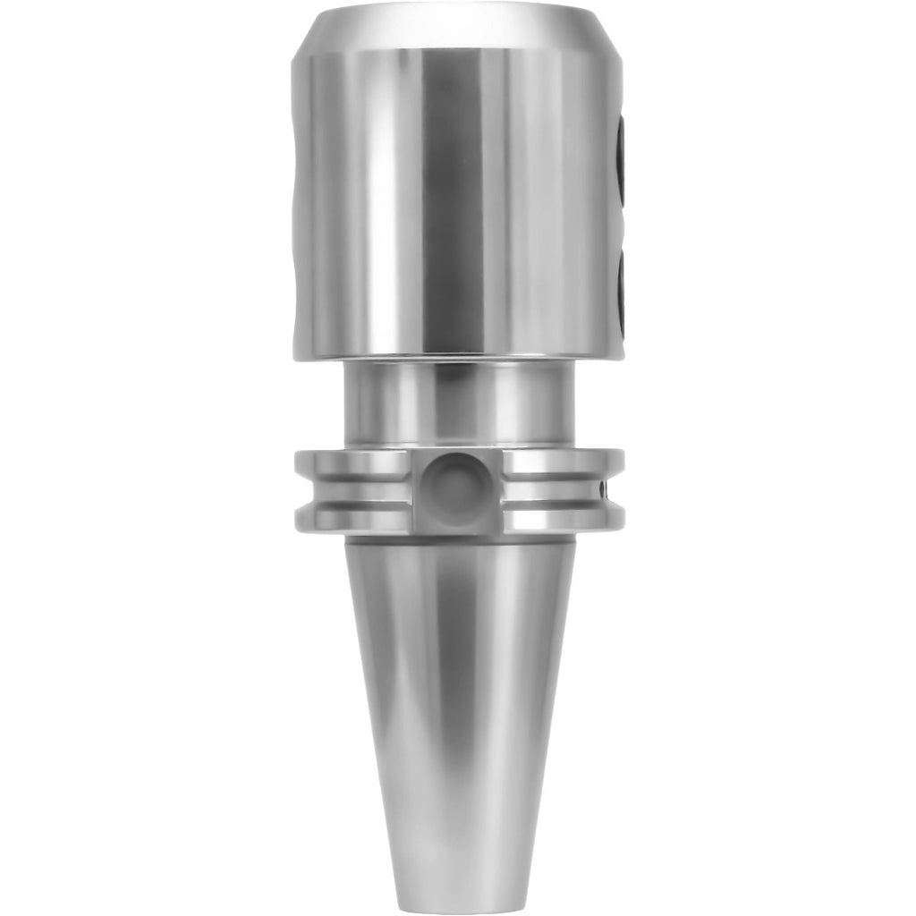 High-precision end mill holders from Shop Force featuring tapered runout, balanced G2.5 rotation, and high-quality chrome alloy steel for optimal cutting performance and durability in machining applications.