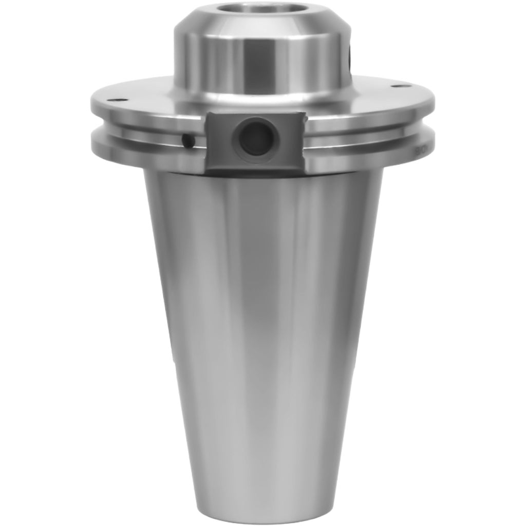 7-inch end mill holder with high precision and balanced G2.5 at 25,000 RPM, featuring Taper-shank ground, chrome alloy steel, and designed for accurate machining applications.