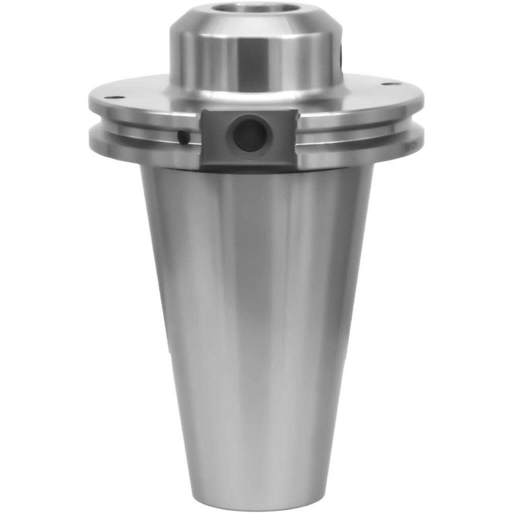 7-inch end mill holder with high precision and balanced G2.5 at 25,000 RPM, featuring Taper-shank ground, chrome alloy steel, and designed for accurate machining applications.