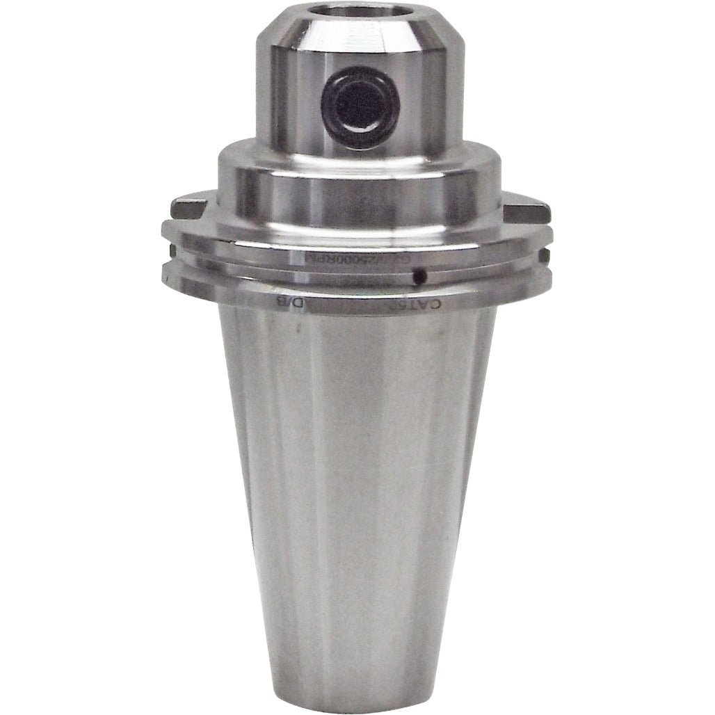 7-inch end mill holder with high precision and balanced G2.5 at 25,000 RPM, featuring Taper-shank ground, chrome alloy steel, and designed for accurate machining applications.